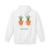 This high thymes hoodie features two thyme plants smoking joints with 'High Thymes' written below in green