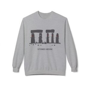 This stoned hedge sweatshirt features the grey rocks smoking joints