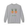 This high thymes sweatshirt features two thyme plants smoking joints with 'High Thymes' written below in green