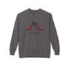 This high heels sweatshirt features two grey high heels smoking joints with 'High Heels' written below in same color grey black as the shoes
