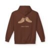 This high tops hoodie features tan high top shoes smoking joints with high tops written under it.