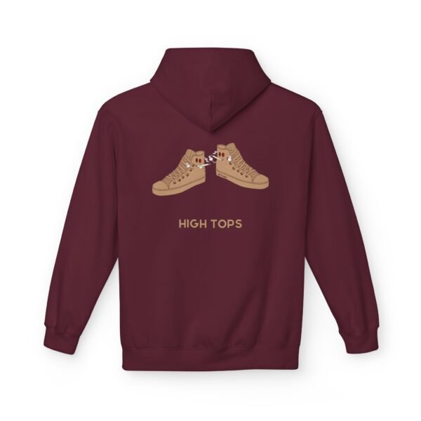 This high tops hoodie features tan high top shoes smoking joints with high tops written under it.
