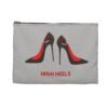 This high heels Accessory Pouch features two grey high heels smoking joints with 'High Heels' written below in red.