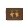 This high thymes laptop sleeve features two thyme plants smoking joints with 'High Thymes' written below in green