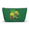 This Lemon Kush accessory pouch t-bag features two weed leaves two lemons standing on boxes squirting lemon juice on weed plants like they are peeing on them. "Lemon Kush is written above the lemons with a green background.